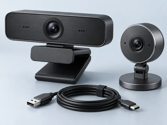 Photo of two webcams and a USB cable